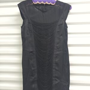 Kardashian Kollection Black Sleeveless Draped-Front Mini Dress